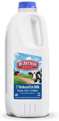 2% Reduced Fat Milk 1/2 Gallon 1.89 Liters - McArthur Dairy