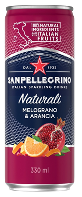 Orange-Pomegranate San Pellegrino Sparkling 6 Pack Can 330ml - Italy E04