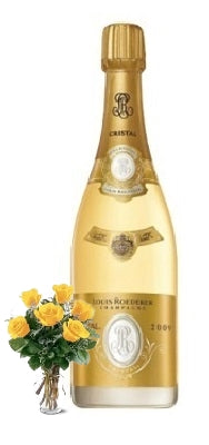 Cristal Champagne 2016 and 6 Yellow or Red Roses