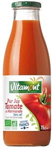 Tomato Juice Organic 1 Glass Bottle (750ml - 25.36 fl.oz) - Vitamont - France V01