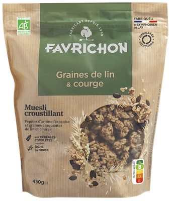 Gluten-Free Flax & Pumpkin Seeds Crunchy Muesli 450gr -  Favrichon