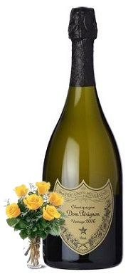 2012 Dom Perignon Champagne and 6 Yellow or Red Roses