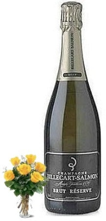 Billecart-Salmon Brut Réserve Champagne with 6 Yellow or Red Roses