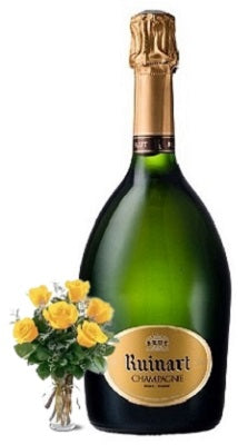 Ruinart Brut Champagne and 6 Yellow or Red Roses