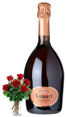 Ruinart Rosé Champagne and 6 Red or Yellow Roses
